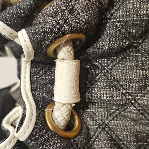 Sharif Quilted Black Denim Fabric & Braided Leather Straps Shoulder Bag NWOT - Picture 13 of 15